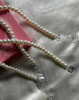 White Glass Pearl Bra Straps Pair