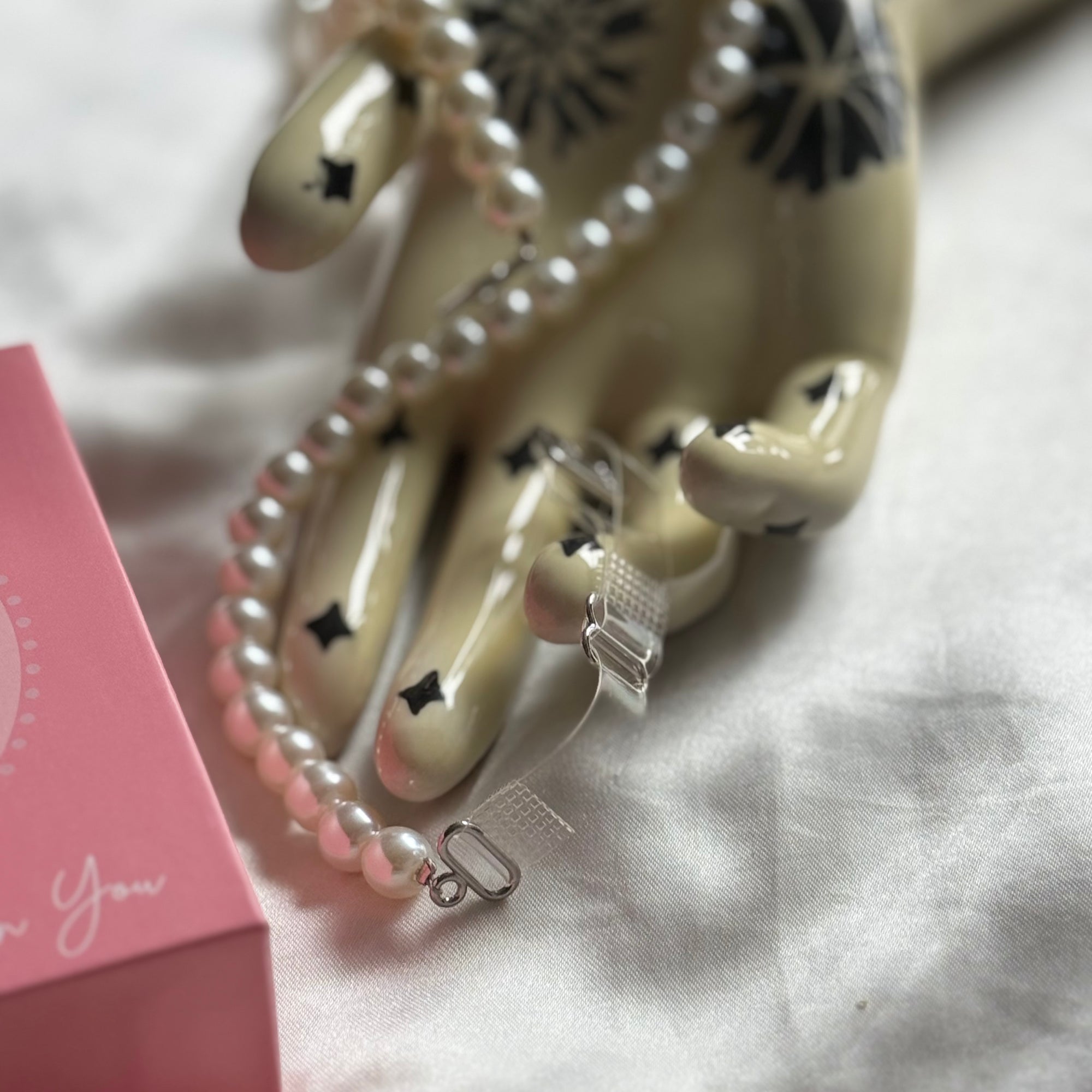 White Glass Pearl Bra Straps Pair