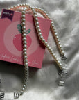 White Glass Pearl Bra Straps Pair
