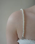 White Glass Pearl Bra Straps Pair