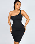 Wholesale Seamless One-Shoulder Waist Trimming Mini Shaper Dress