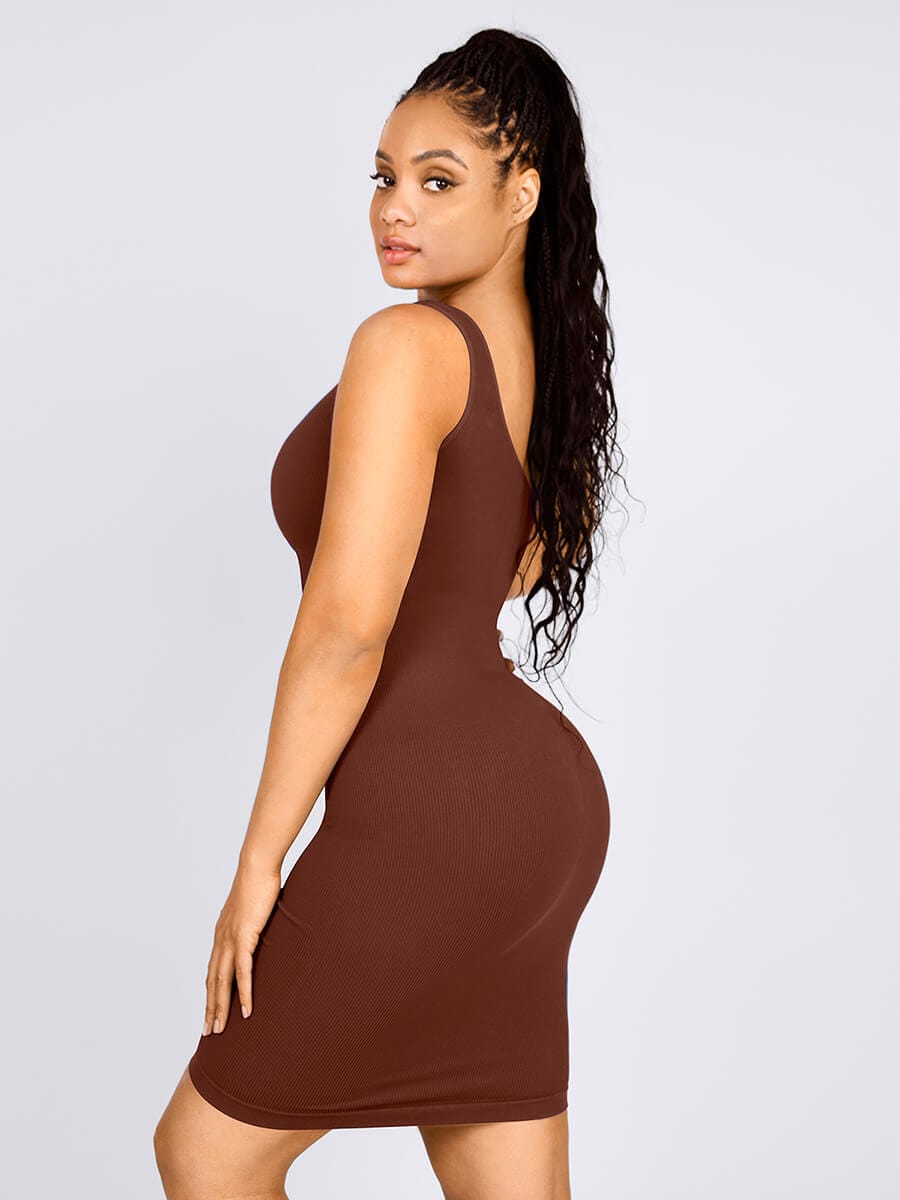 Wholesale Seamless One-Shoulder Waist Trimming Mini Shaper Dress