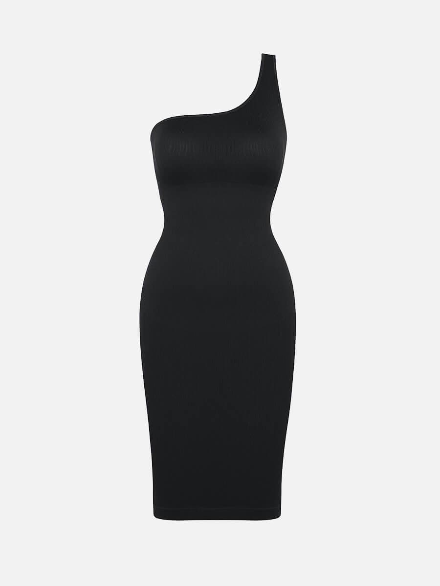 underwear for one shoulder dress SnatchedKnit One-Shoulder Knee Dress Black / 3X/4X
