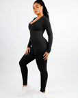 Wholesale Deep V-neck High Stretchy Seamless Tummy Control Jumpsuit