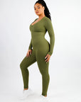 Wholesale Deep V-neck High Stretchy Seamless Tummy Control Jumpsuit