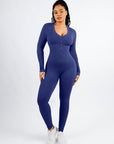 Wholesale Deep V-neck High Stretchy Seamless Tummy Control Jumpsuit