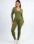 Wholesale Deep V-neck High Stretchy Seamless Tummy Control Jumpsuit