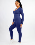 Wholesale Deep V-neck High Stretchy Seamless Tummy Control Jumpsuit