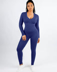 Wholesale Deep V-neck High Stretchy Seamless Tummy Control Jumpsuit