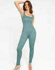 Wholesale Fashion Zipper Front Slit Sports Sauna Jumpsuit