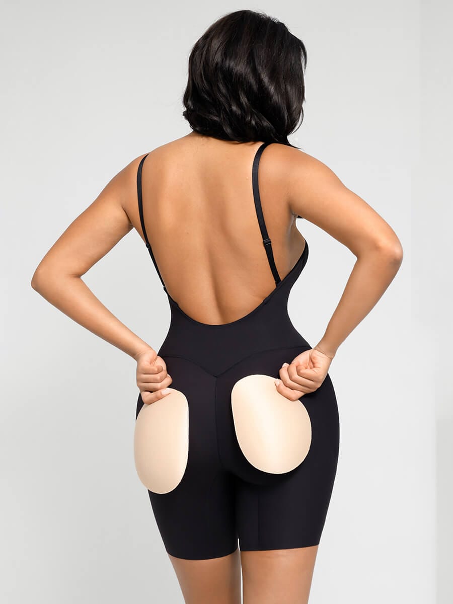 Low-Back Shaping Bodysuit with Removable Padding Light Skin / XXL Low-Back Shaping Bodysuit with Removable Padding Light Skin / XXL