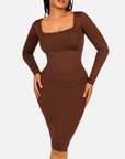 Wholesale Seamless Square Neck Long Sleeve Dress