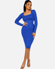 Wholesale Seamless Square Neck Long Sleeve Dress