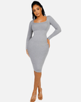 Wholesale Seamless Square Neck Long Sleeve Dress