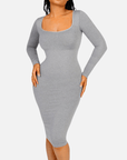 Wholesale Seamless Square Neck Long Sleeve Dress