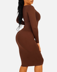 Wholesale Seamless Square Neck Long Sleeve Dress