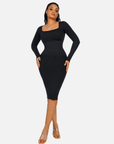 Wholesale Seamless Square Neck Long Sleeve Dress