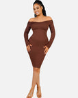 Wholesale Seamless V Neck Long Sleeve Waist Trimming Shaper Dress