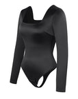 Wholesale Square Neck Long Sleeve Sleek Thong Bodysuit