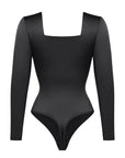 Wholesale Square Neck Long Sleeve Sleek Thong Bodysuit