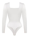 Wholesale Square Neck Long Sleeve Sleek Thong Bodysuit