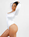 Wholesale Square Neck Long Sleeve Sleek Thong Bodysuit
