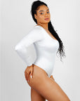 Wholesale Square Neck Long Sleeve Sleek Thong Bodysuit
