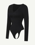 Wholesale Long Sleeved V-neck Waist Shaping Tummy Control Seamless Bodysuit