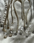White Glass Pearl Bra Straps Pair