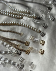 White Glass Pearl Bra Straps Pair