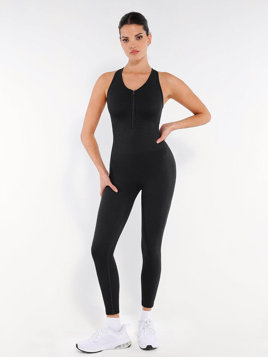 Elevate Seamless Zip-Front Jumpsuit – Peachy Shapewear