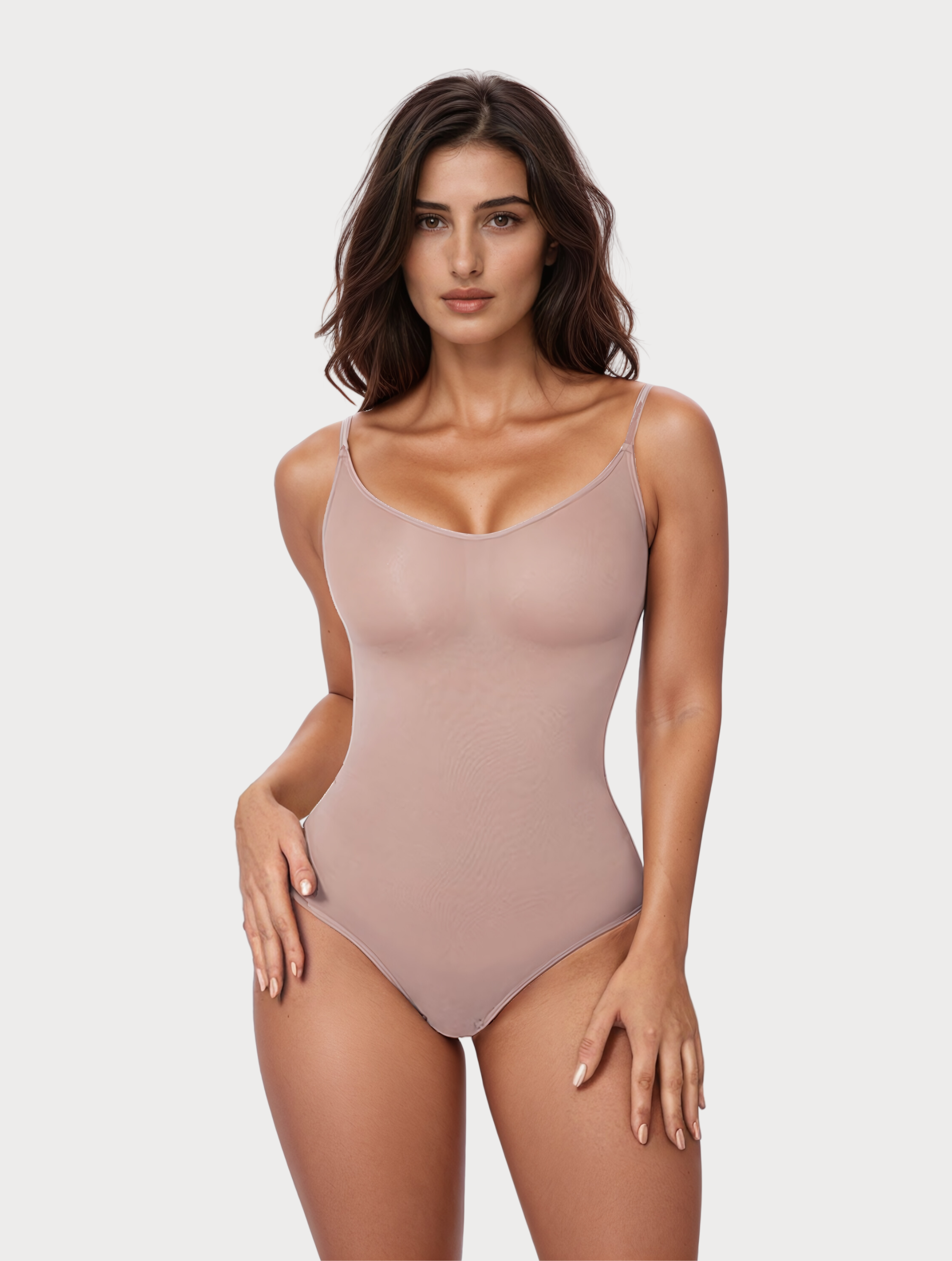  Shapewear Traceless U Shaped Beauty Back Mesh Fabric Patchwork  Receiving Belly Buttock Lifting Bodysuit Body (Beige, M) : Sports & Outdoors