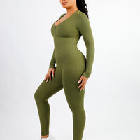 Wholesale Deep V-neck High Stretchy Seamless Tummy Control Jumpsuit