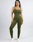 Wholesale High Stretchy Seamless Tummy Control Jumpsuit Removable cup pads