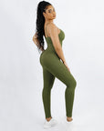 Wholesale High Stretchy Seamless Tummy Control Jumpsuit Removable cup pads