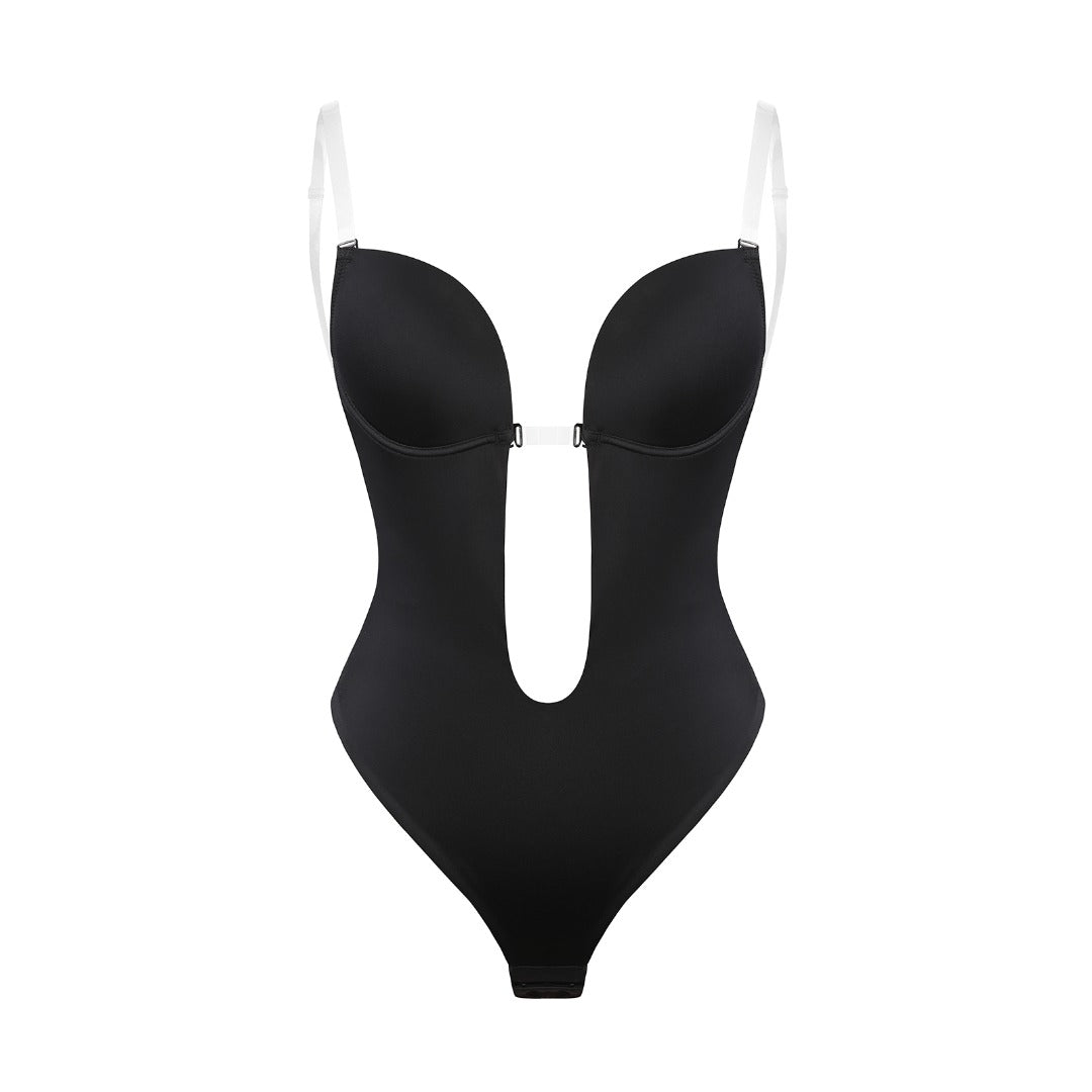 Backless Body Shaper Bra Plus Size Invisible Bras Bodysuit Deep V Neck Body  Shaper for Low Back Dress (Color : Beige+Black, Size : Medium)