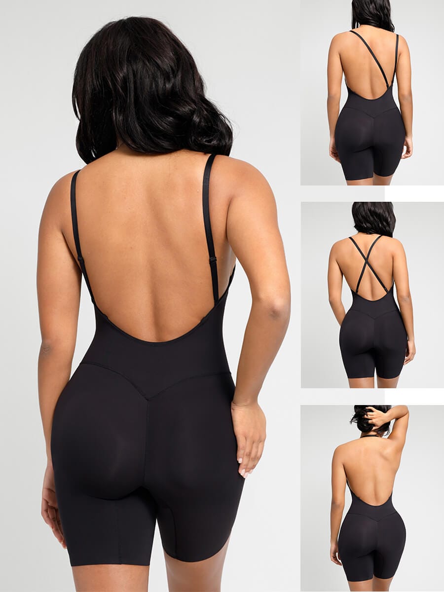 Wholesale Low-cut Back Body Shaper with Built-in Removable Fake Buttocks and Crotch Pads