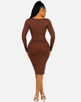 Wholesale Seamless Square Neck Long Sleeve Dress