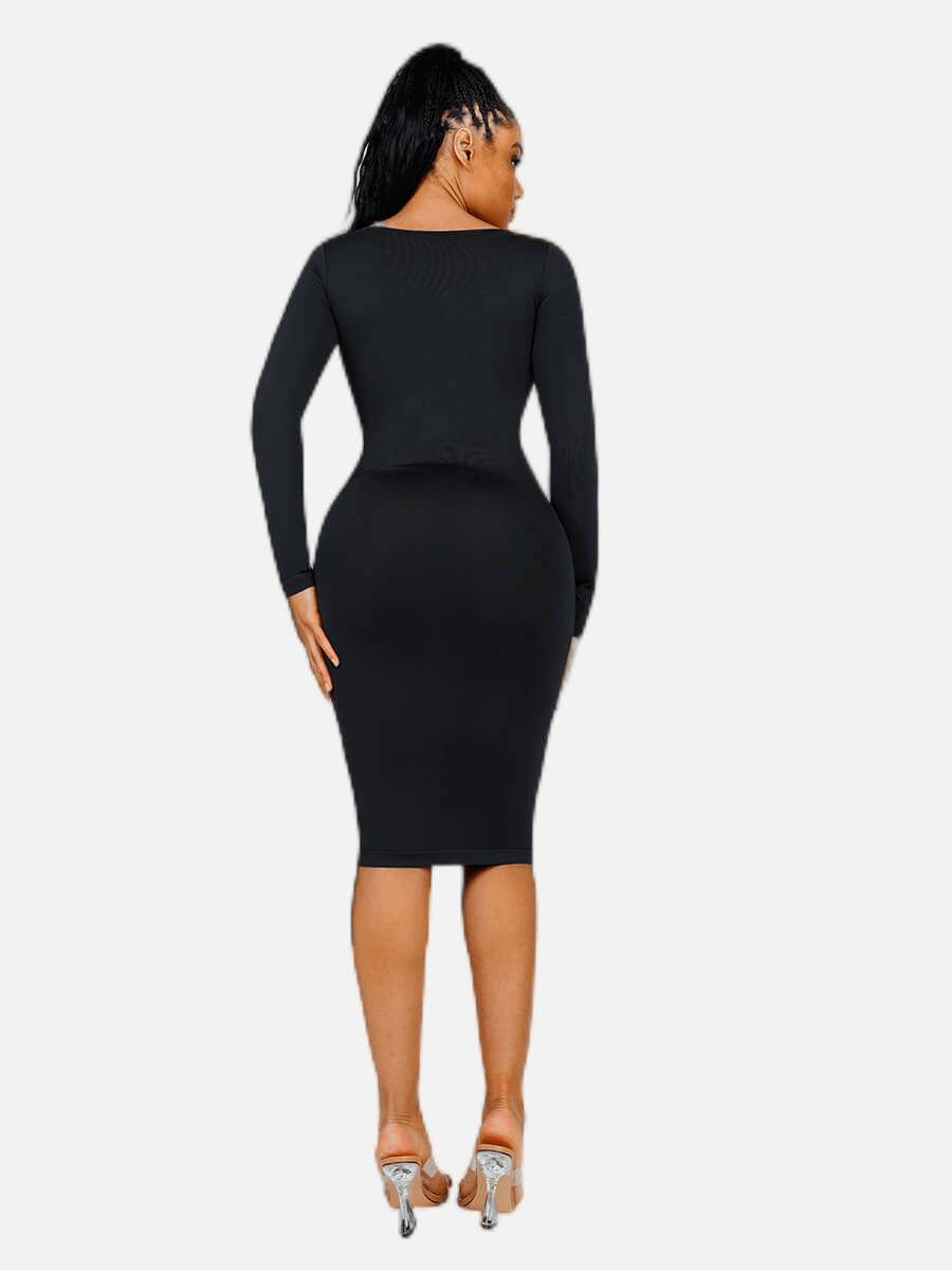 Snatching Square Neck Long Sleeve Shaping Dress Blue / XS/S Snatching Square Neck Long Sleeve Shaping Dress Blue / XS/S