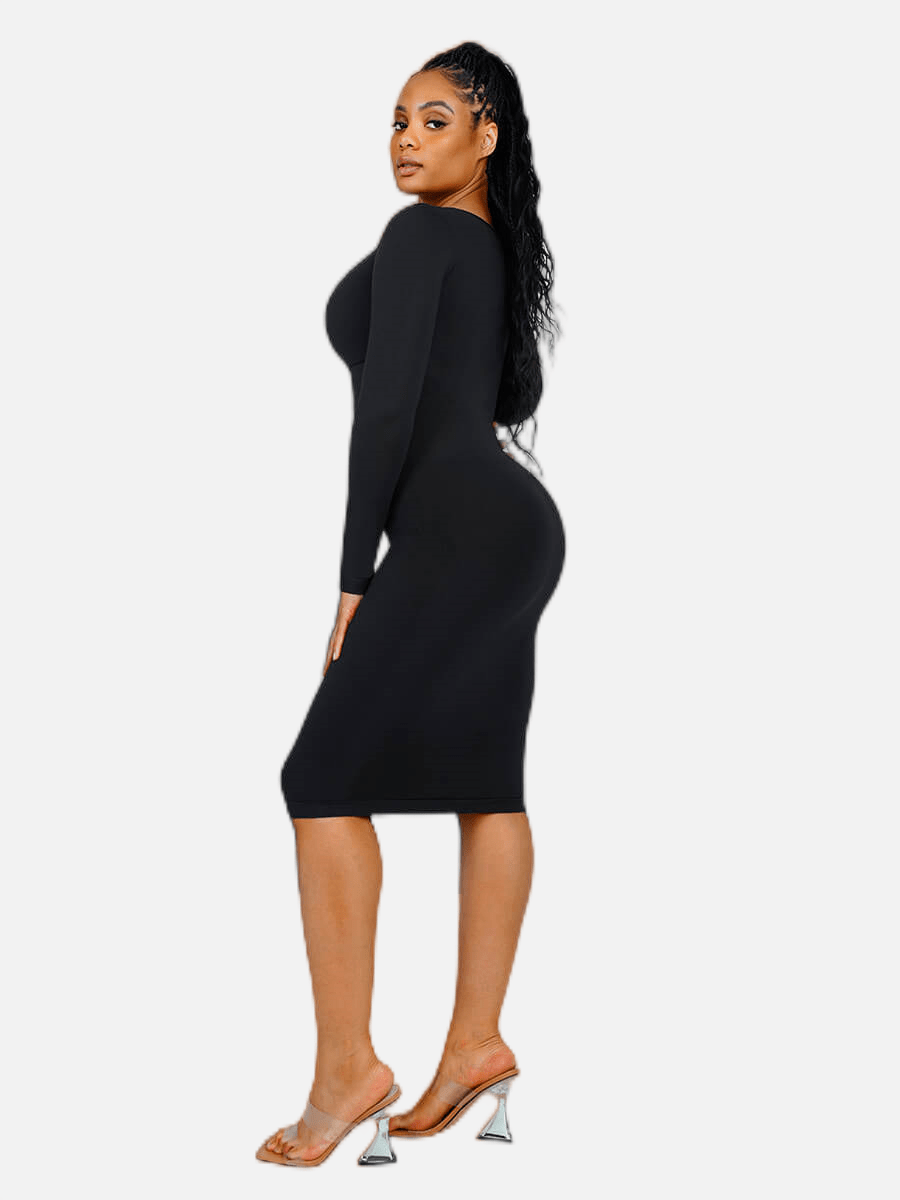 Snatching Square Neck Long Sleeve Shaping Dress Blue / XS/S Snatching Square Neck Long Sleeve Shaping Dress Blue / XS/S