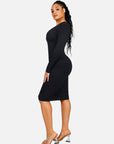 Wholesale Seamless V Neck Long Sleeve Outerwear Waist Trimming Dress