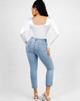 Wholesale Square Neck Long Sleeve Sleek Thong Bodysuit